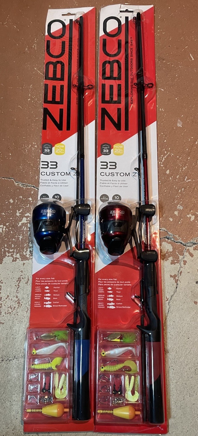 lot 2* new Zebco metal 33 Custom-Z 58″ rod Combo w/tackle