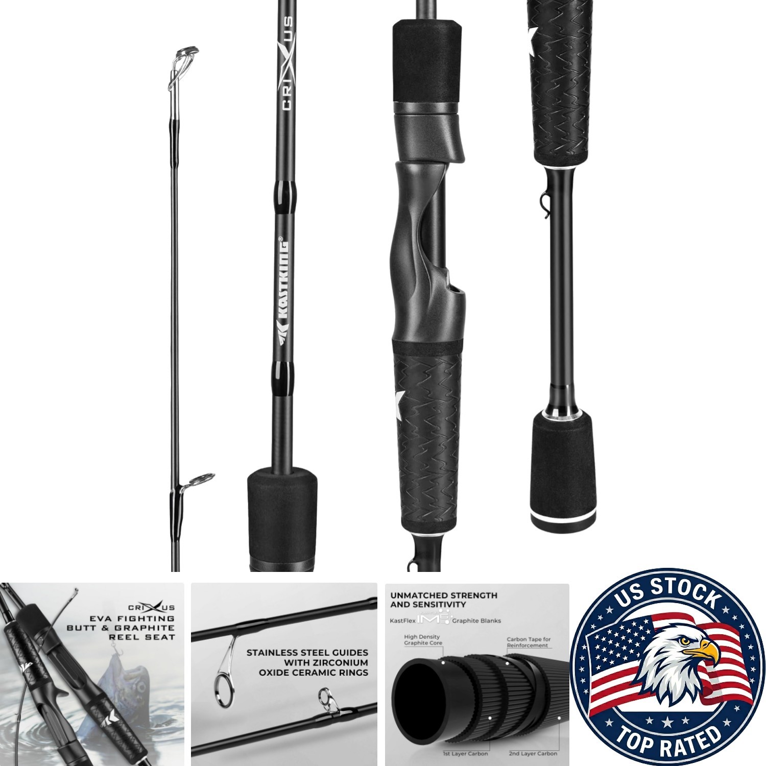 Ultra-Durable Crixus Fishing Rod – 7’0″ Medium Heavy with Stainless Steel Guides