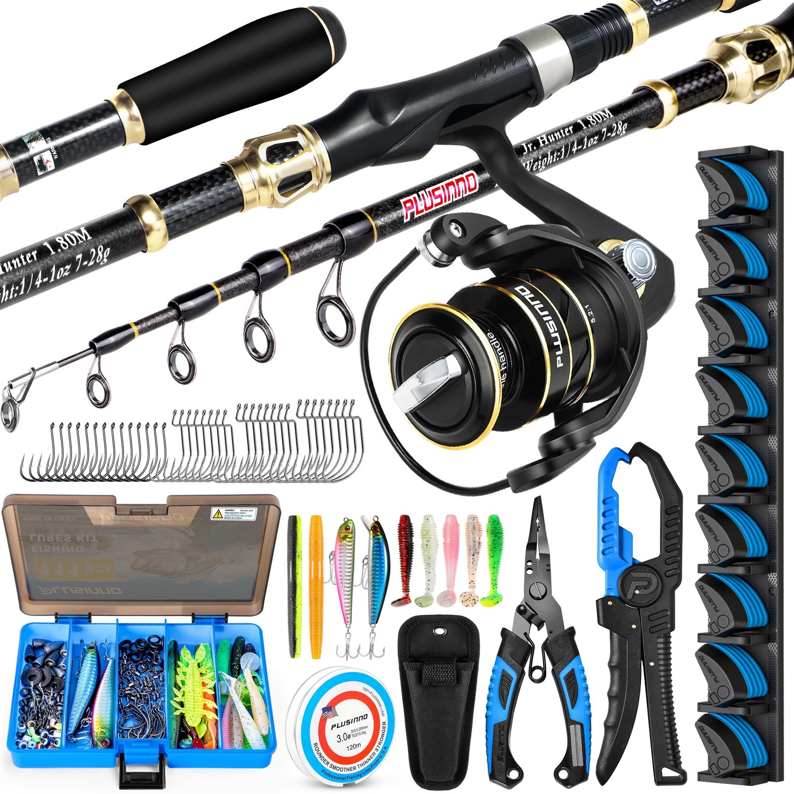PLUSINNO Fishing Gear,Full Fishing Pole kit Include Fishing Rod and Reel Comb…