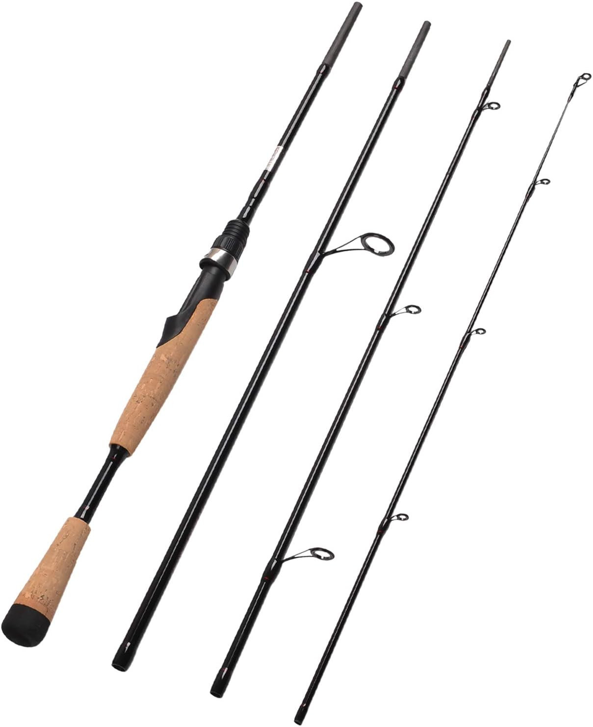 4 Pieces Travel Spinning Rod Medium Carbon Spinning Fishing Rod Portable Fishing