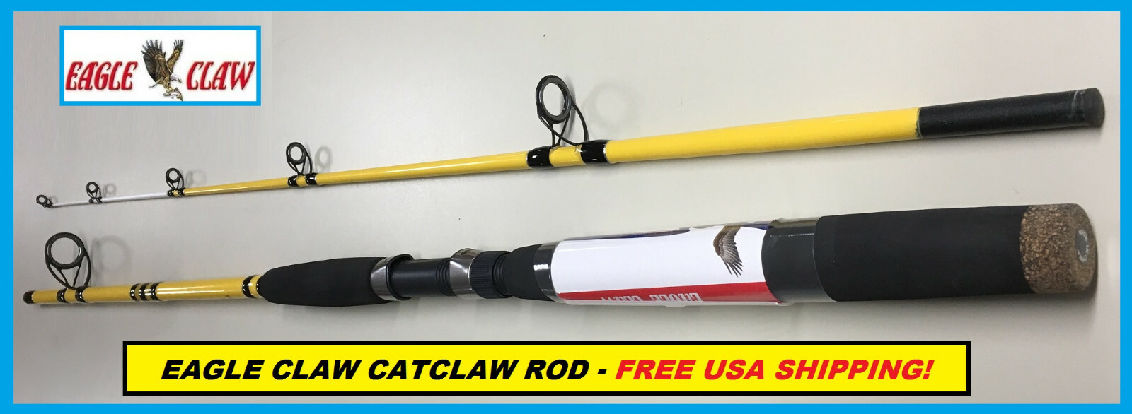 EAGLE CLAW CATCLAW 7′ Fiberglass Spinning Rod #CC702MHS FREE USA SHIP!