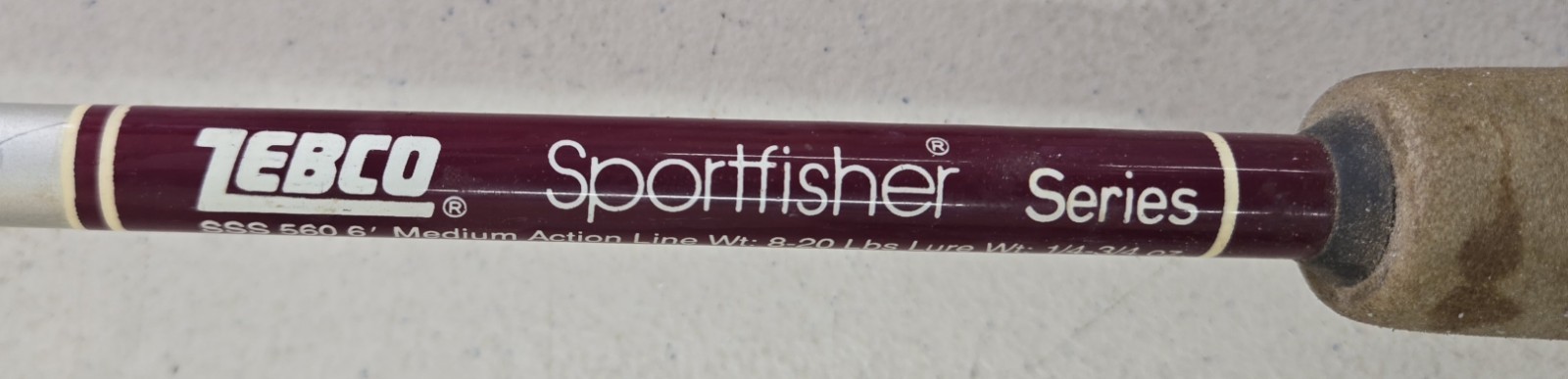 Vintage Zebco Sportfisher SSS 506 6′ 2PC White Medium Action Spinning Rod
