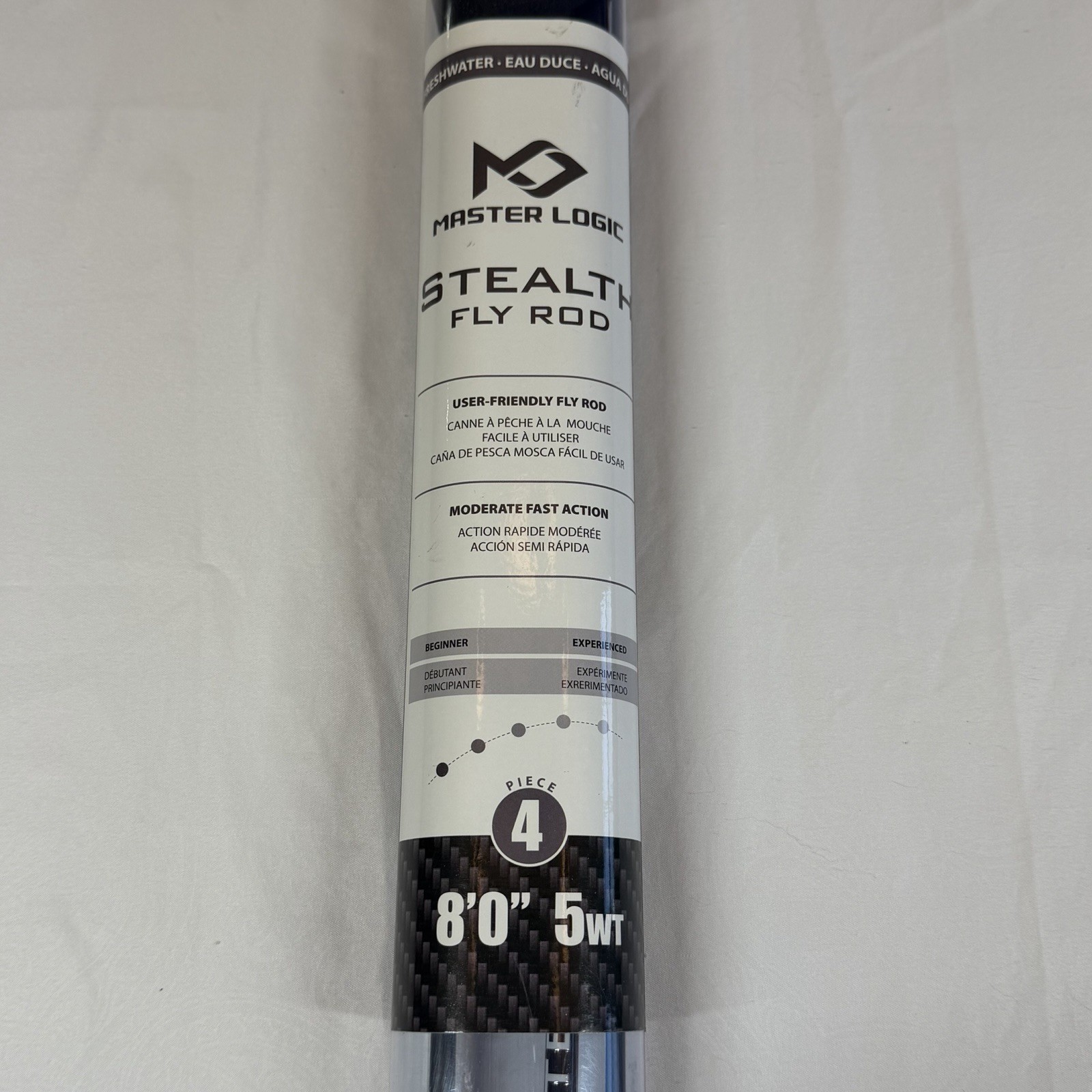 Master Logic Stealth Fly Rod 8′ 5wt 4pc Moderate Fast Carbon Fiber w/Tube