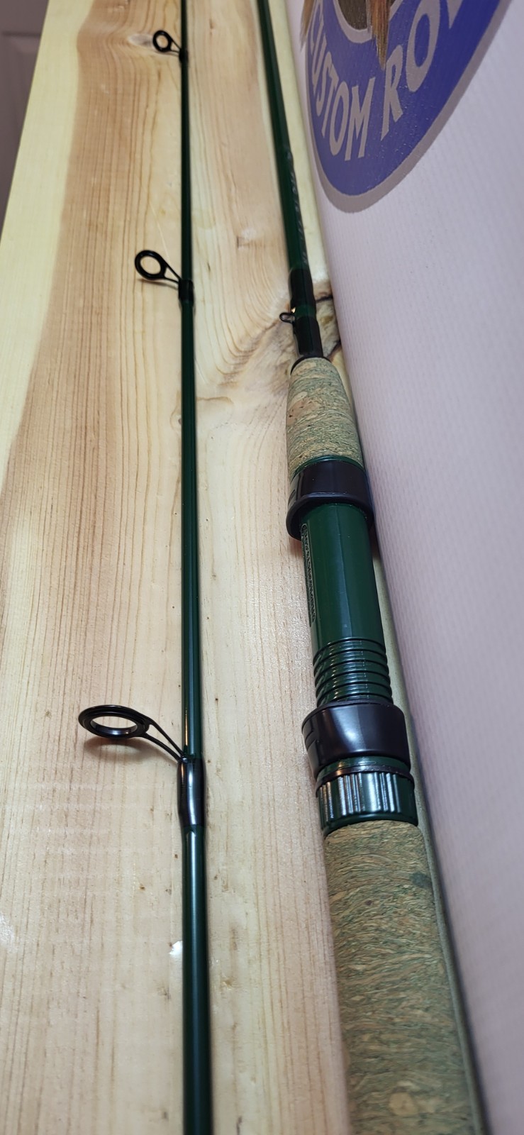 Custom Green 6′ Ultralight Mod-Fast Spinning Rod 2 Pc