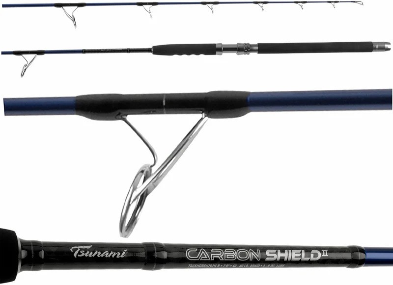 Tsunami TSCSHDLBII761M-B Carbon Shield II Spinning Rod 7’6″ Medium 10-20 lb