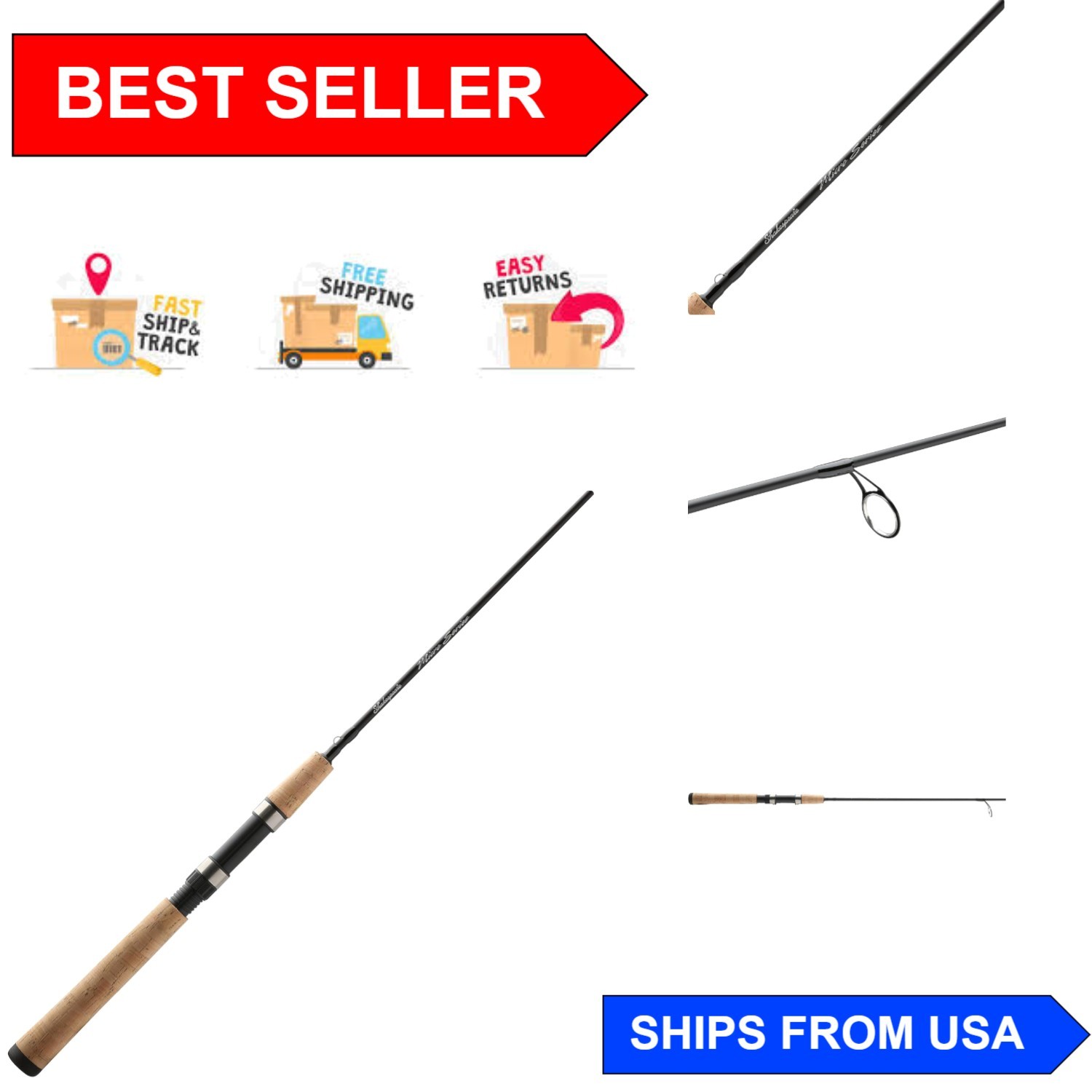 Fast Action 5’6″ Micro Spinning Rod with Full Cork Grip – Ultimate Comfort