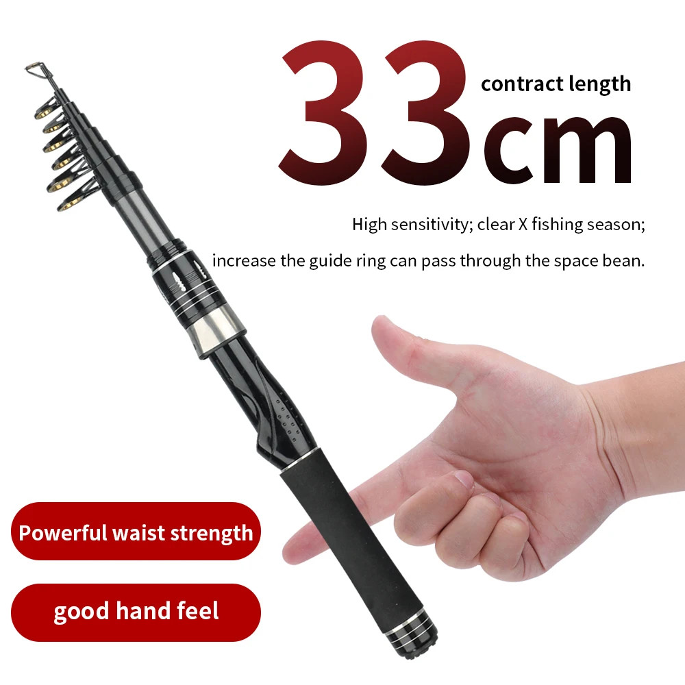 Portable Mini Sea Rod 33Cm Closed Length Carbon Fiber Spinning Rod Travel Fishin