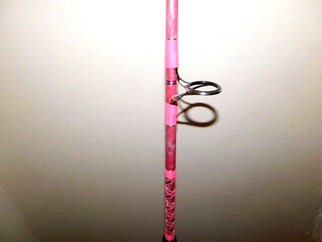 CUSTOM SPINNING ROD 7 FT 20-40 LB PINK PEARL MARBLE NEW
