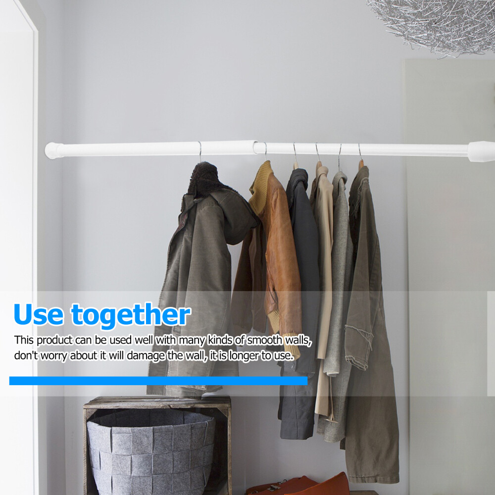 Multi- function Closet Rod Shower Curtain Rail Telescopic Rod No Punching
