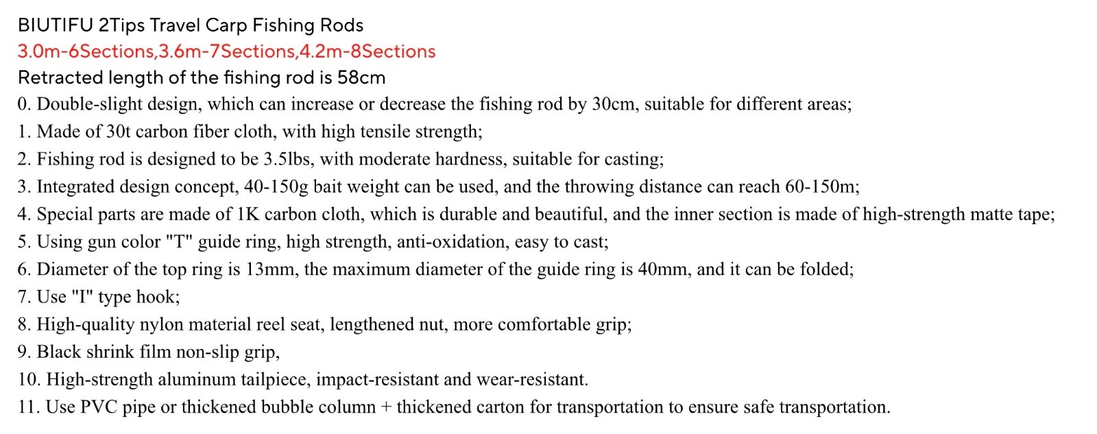 Travel Fishing Rod Carp Coarse Freshwater Rods Various
