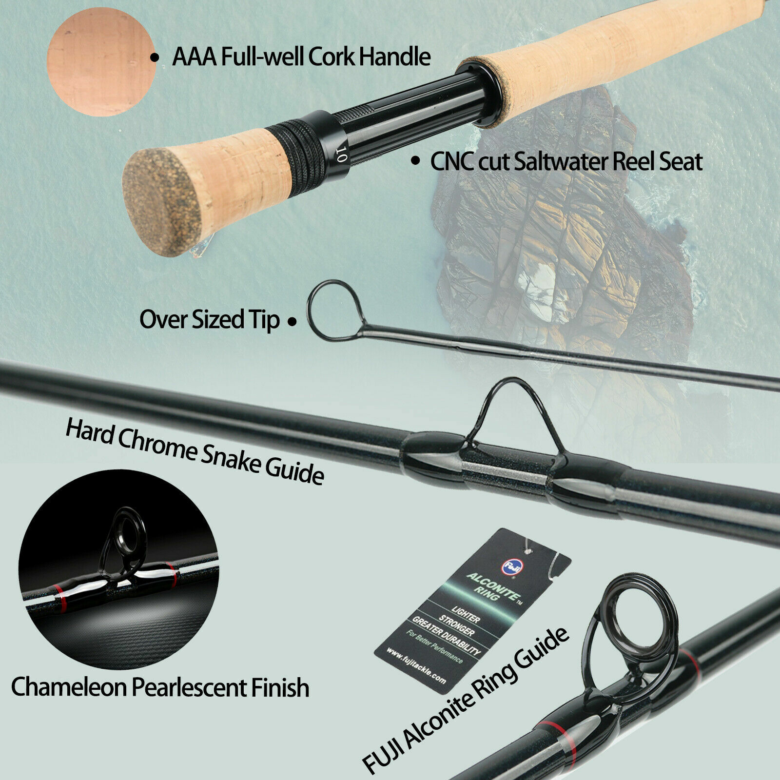 Saltwater Fly Rod 8/9/10wt 9ft Graphite IM10 Fast Action Fly Fishing & Tube