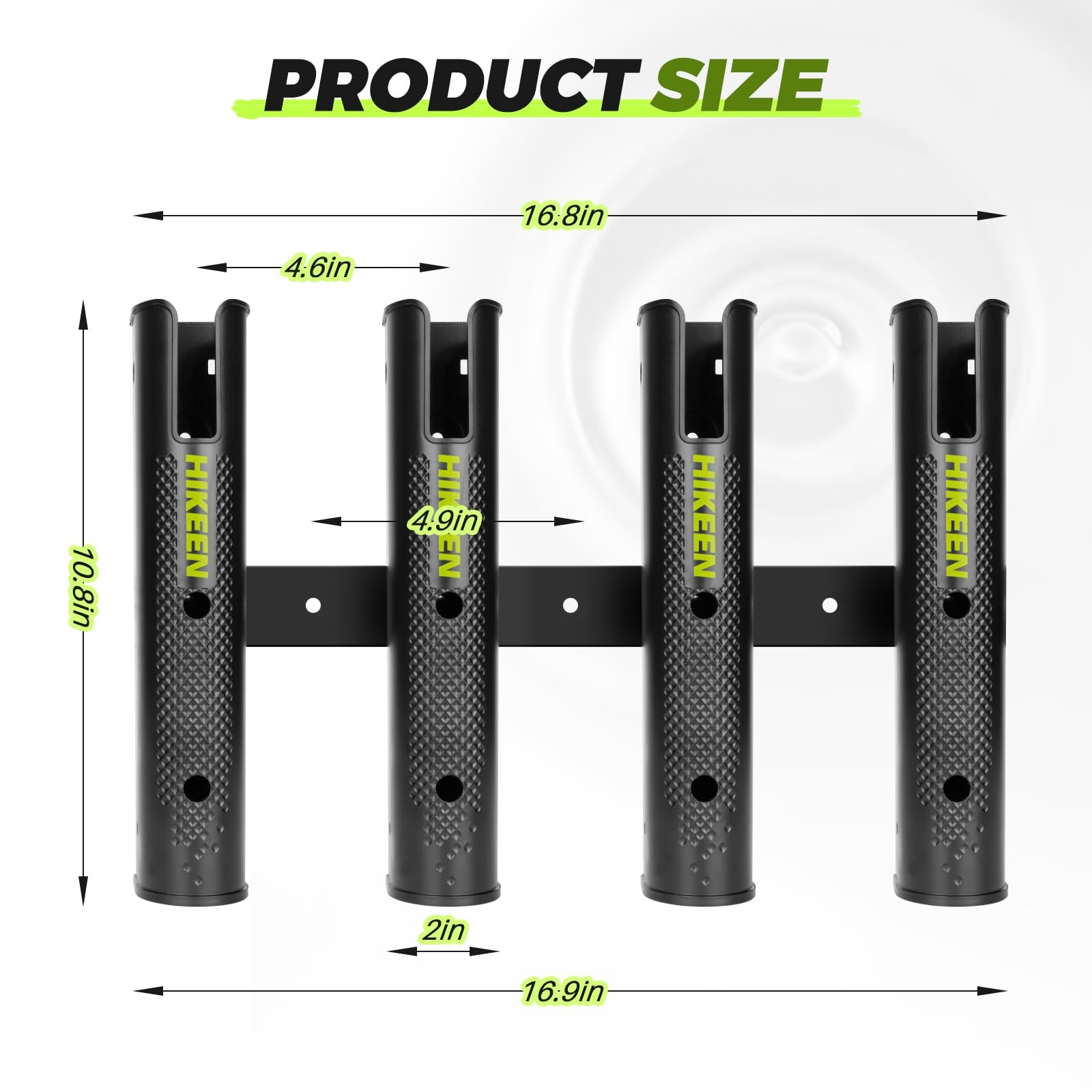 Hikeen Adjustable Fishing Rod Holder 4 Tube Fishing Pole Holders Wall-Mounted