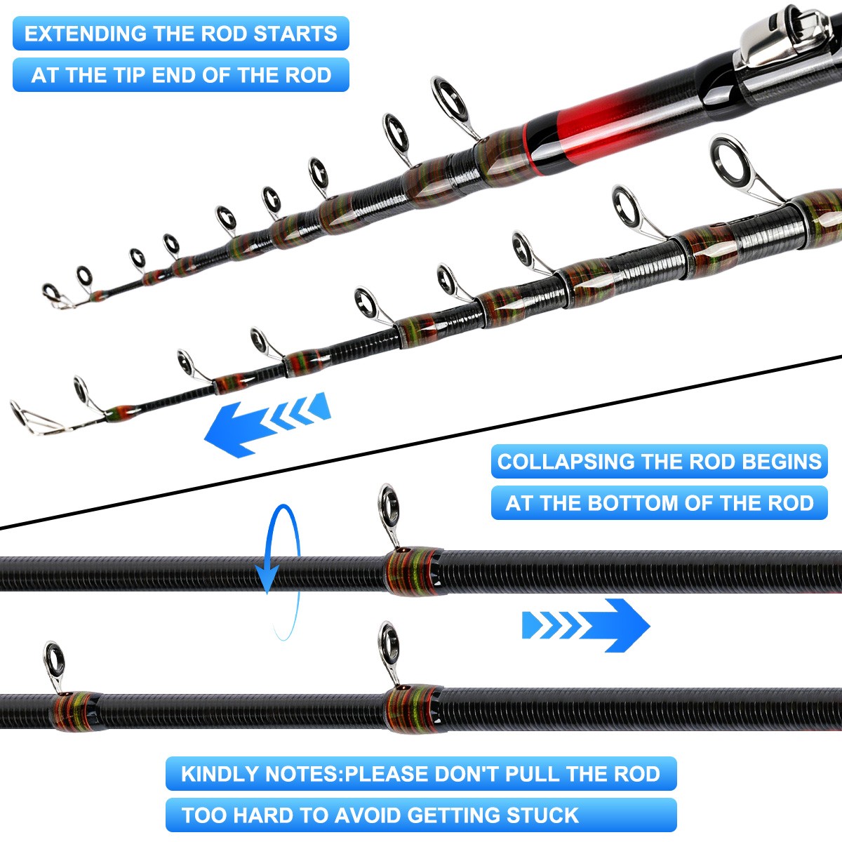 2.1-3.6M Carbon Fiber Telescopic Fishing Rod Pole Sea Saltwater And Freshwater