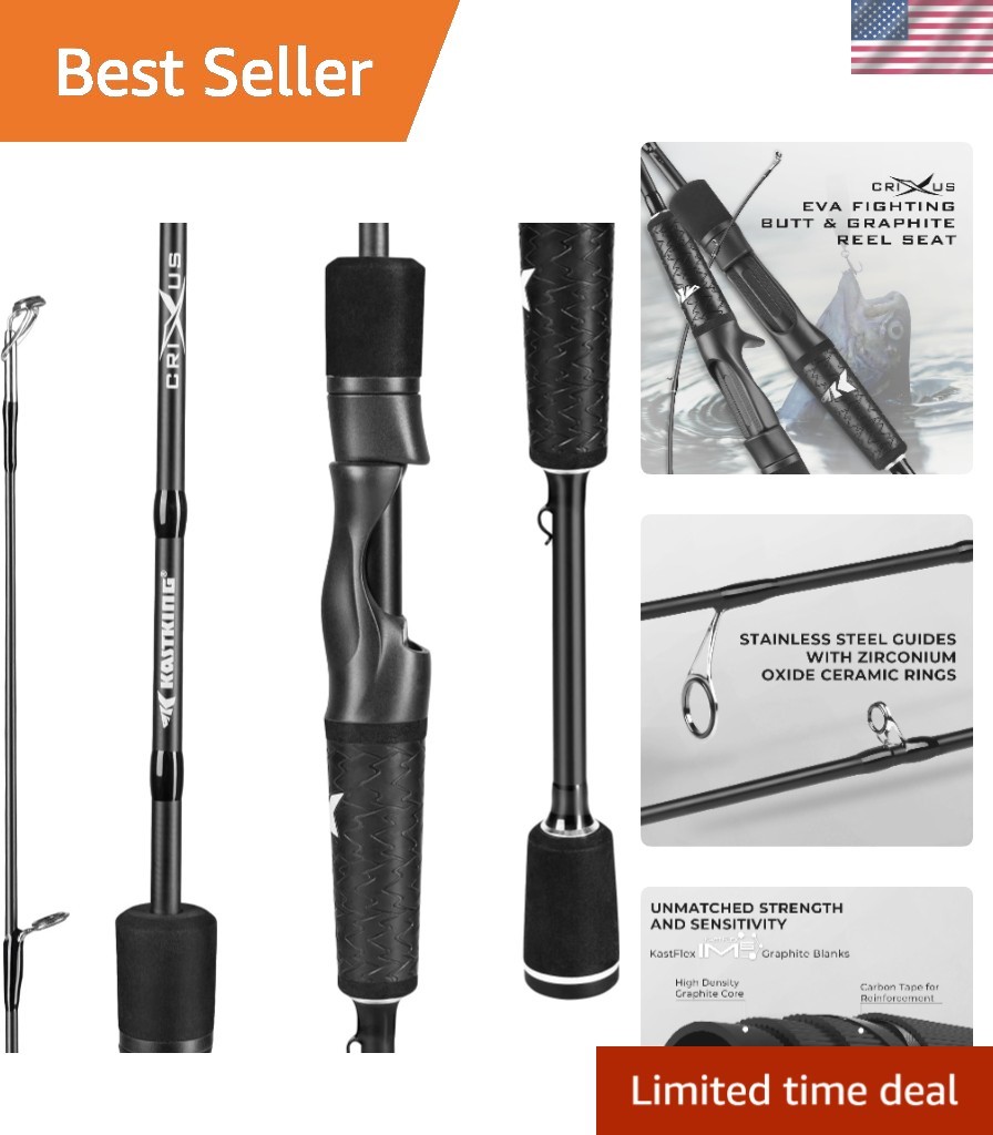 Crixus IM6 Graphite Fishing Rod – 7’0″ Medium Power with SuperPolymer Handle