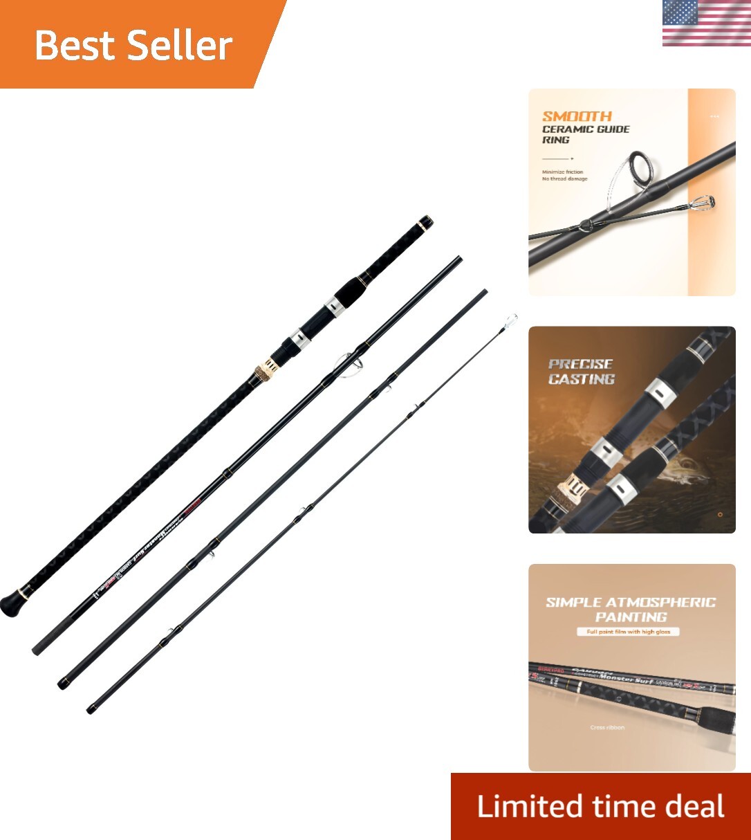 Surf Spinning Fishing Rod Graphite Spinning Rod 9-Feet & 10-Feet & 10.6-Feet …
