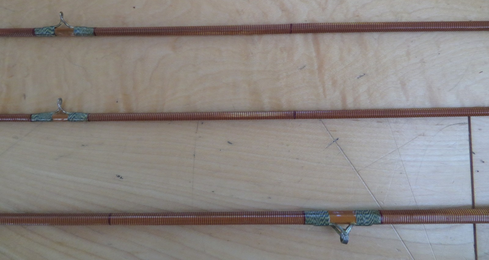 Vintage Crown Japanese 8′ Bamboo Fly Fishing Rod Set w/ Crown Brand Box & Gear