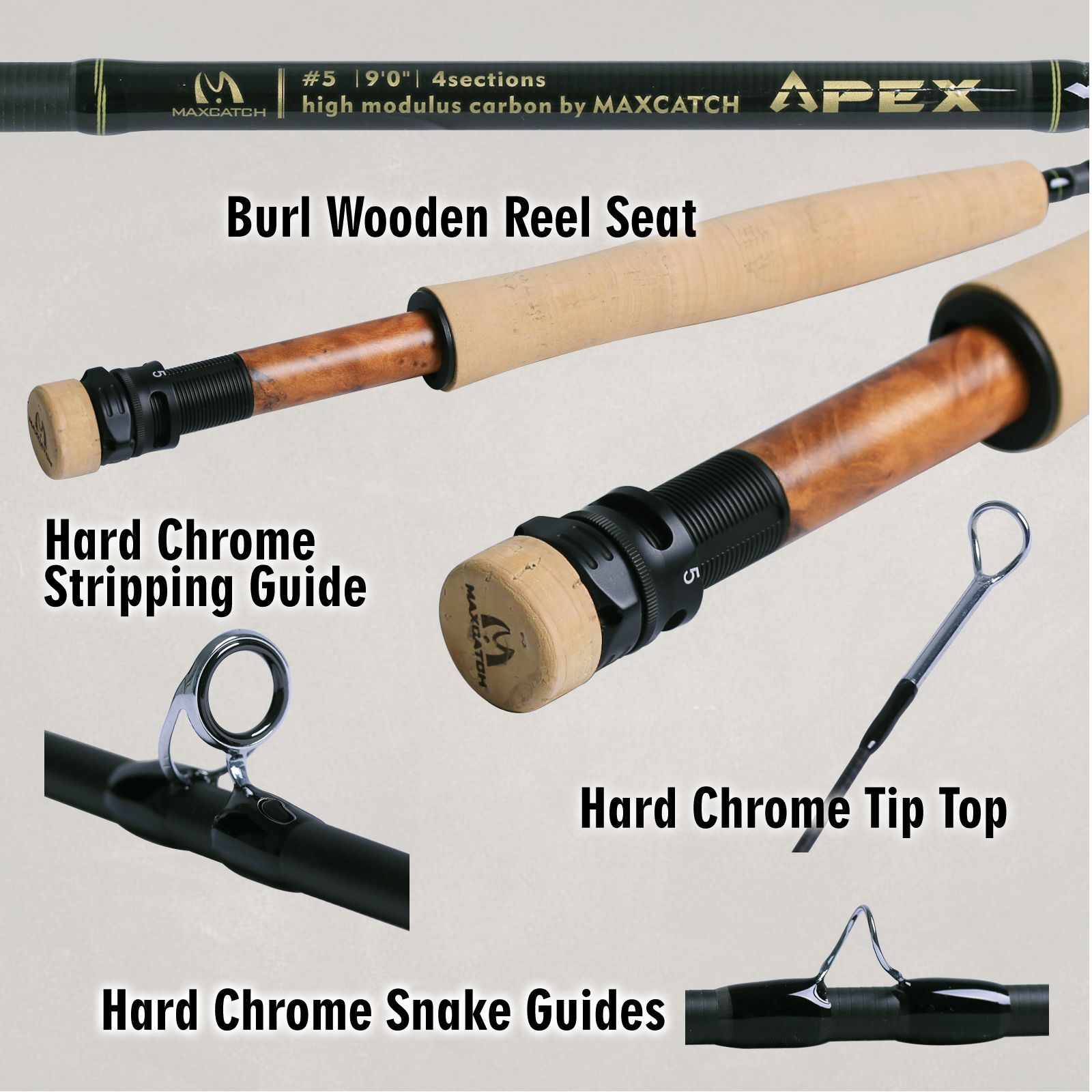 Maxcatch APEX 9FT 5WT 4Sec Fly Fishing Rod IM12/40T High Modulus Carbon Fiber