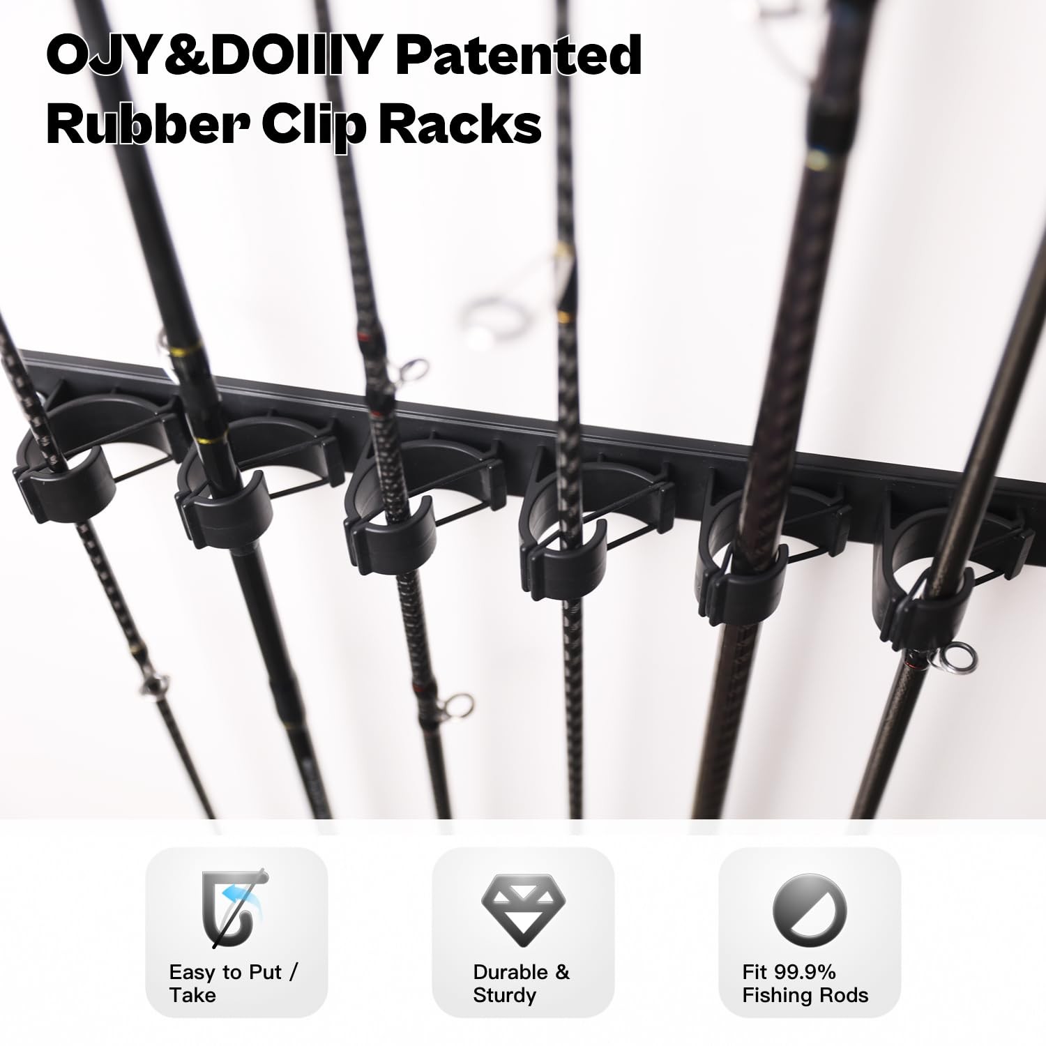 OJYDOIIIY Wall Mount Fishing Rod 1.4 x 4.7 x 14 inches, 1 Pack, 6 Rods
