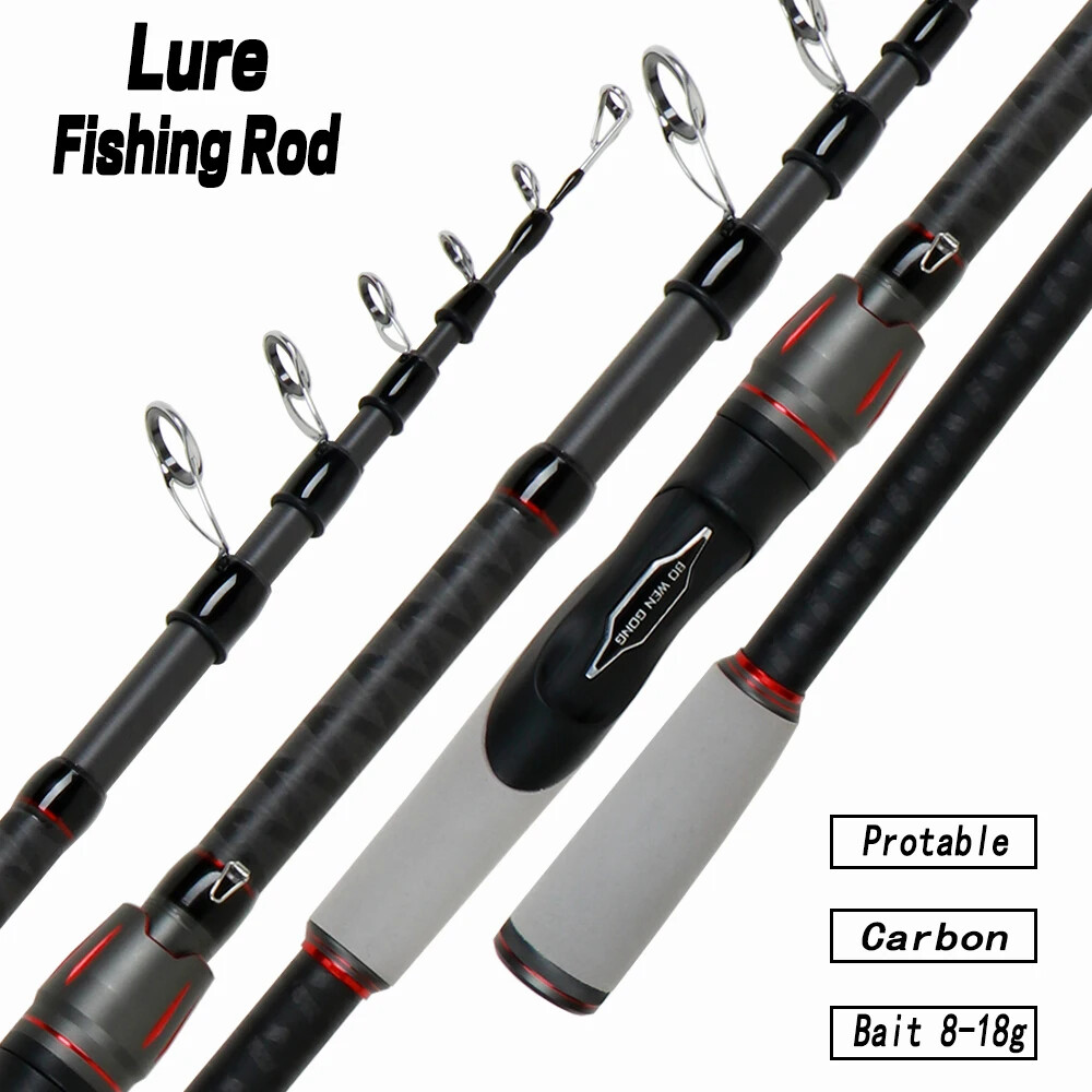 1.8m-3.0m Telescopic Spinning Fishing Rods Carbon Fiber Lure Pole Bait WT 8-18g