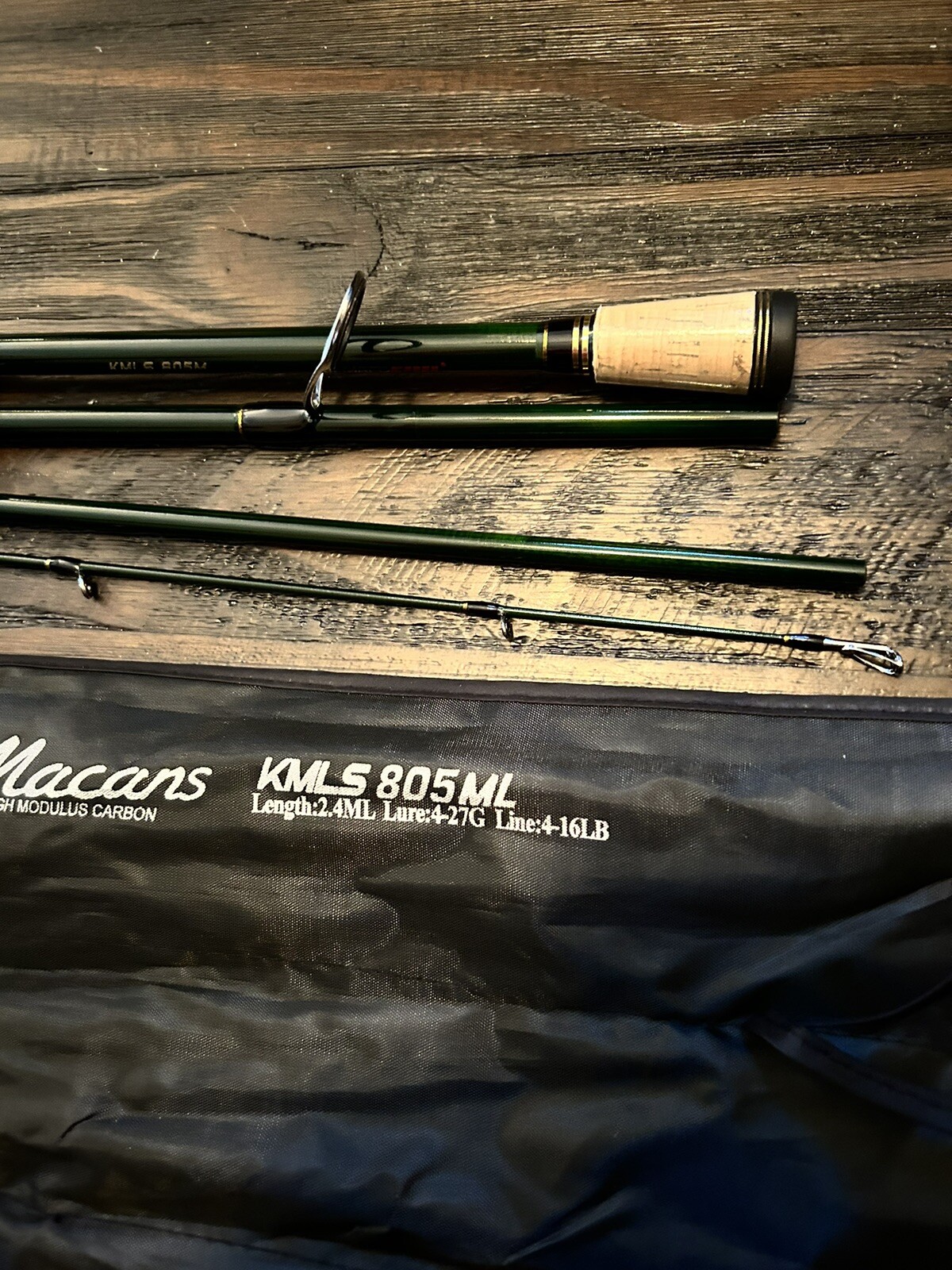 Macans Carbon Fiber Spinning Casting Fishing Rod Portable Green Fishing Pole 8ft