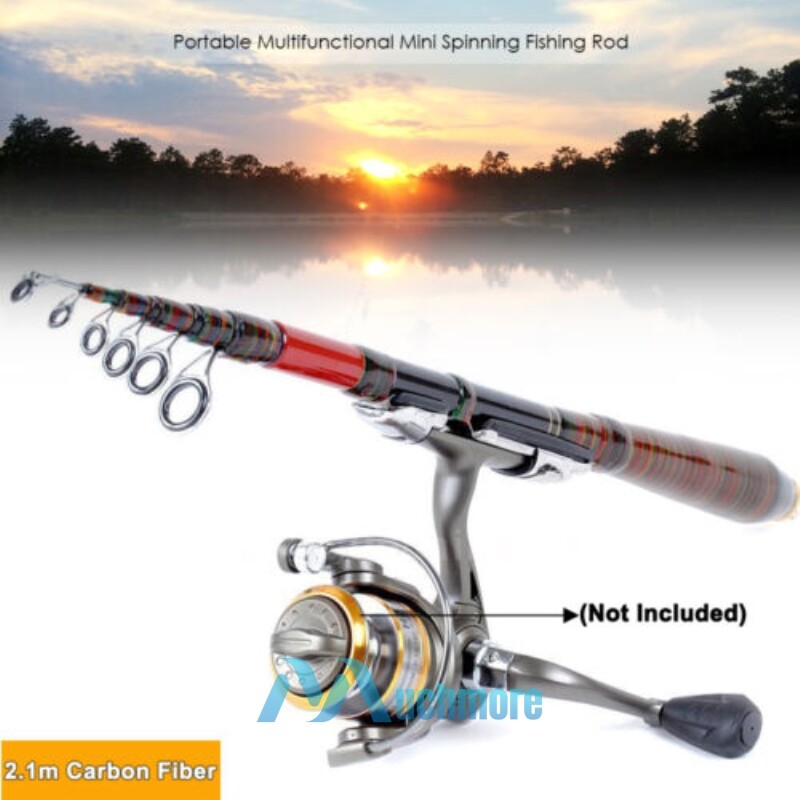 Carbon Fiber Telescopic Spinning Fishing Rod & Reel Travel Lure Sea Casting Pole