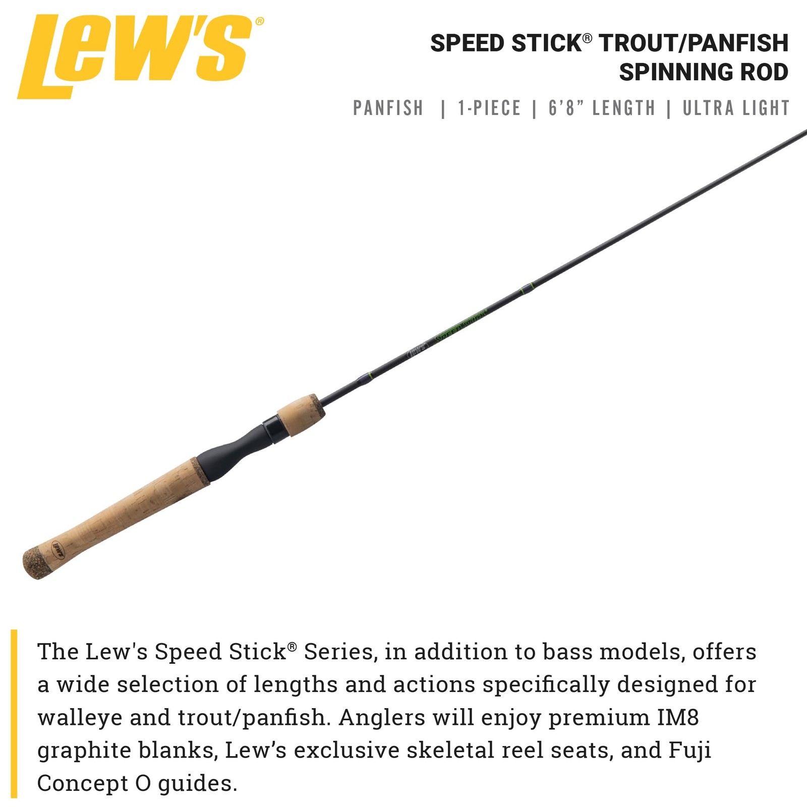 Lew’S Lews Speed Stick Spinning Fishing Rod Im8 Graphite Blank Fuji Concept O