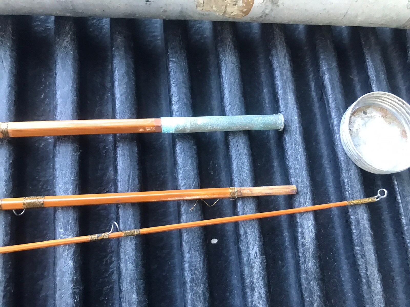 NKK 3pc Made in Japan Bamboo Fly Fishing Rod With Metal Vtg Tube Case