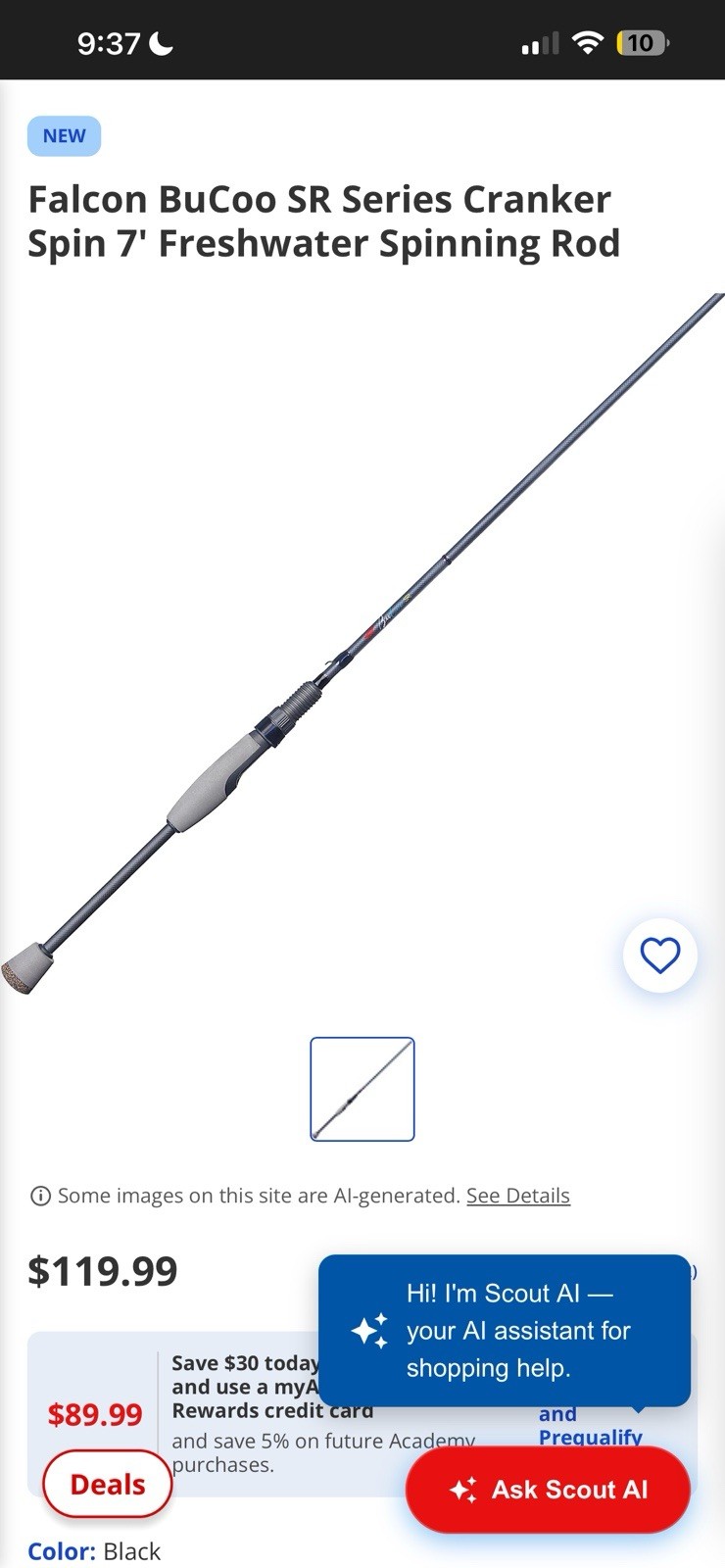 Falcon BuCoo SR Series Cranker Spin 7′ Carbon Fiber Spinning Rod Black EVA