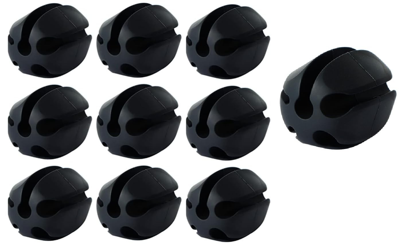 10Pcs Silicone Fishing Rod Holder Straps, 5 Hole Portable Medium, Black