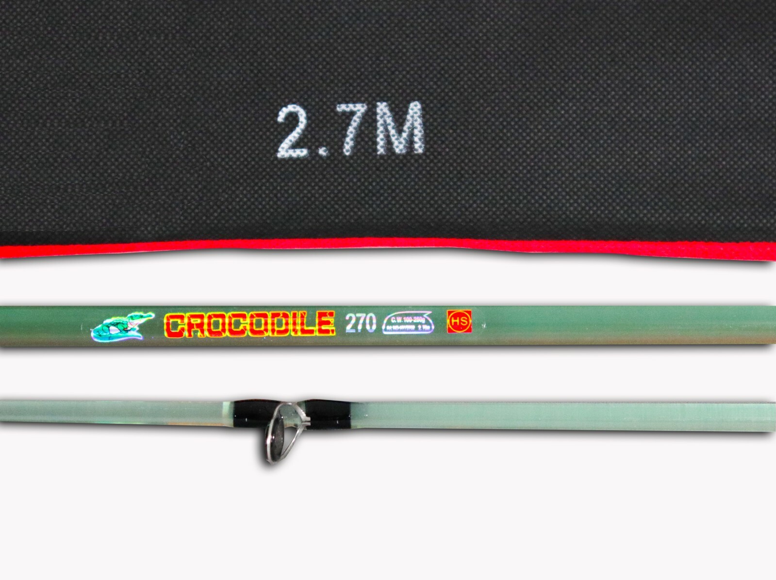 CROCODILE E-30 MH 8’10” TRANSPARENT solid fiberglass fishing rod~2 section