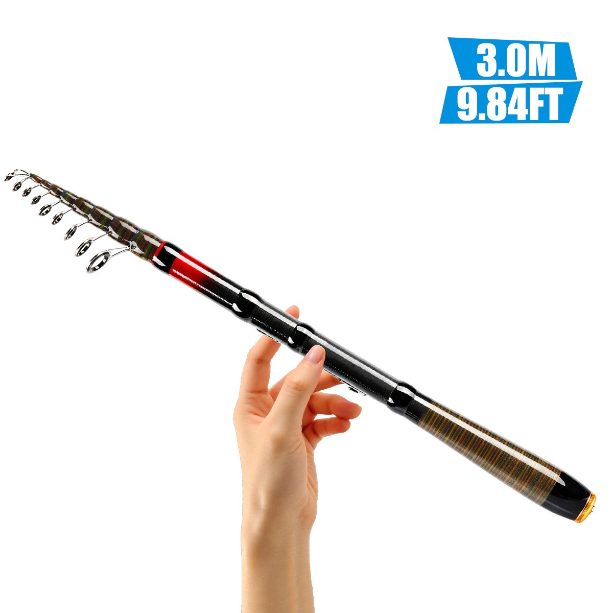 3M Carbon Fiber Telescopic Fishing Rod Fish Pole for Sea Saltwater Freshwater