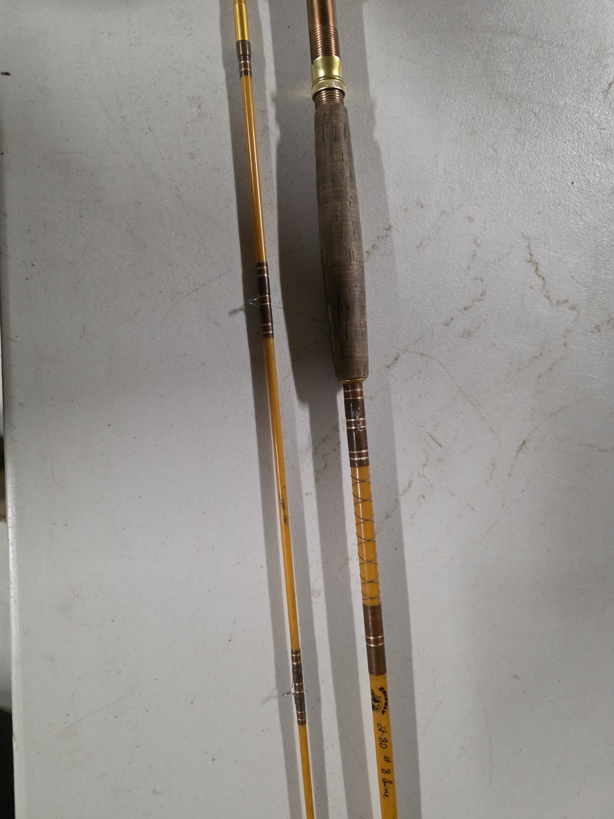 Grizzly F80 8ft 2-Piece Fly Rod, 8wt, Fiberglass, Cork Handle