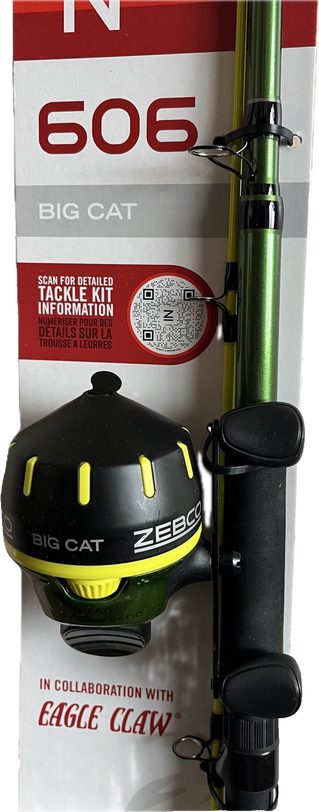 ZEBCO 606 BIG CAT SPINCAST COMBO 7′ 2 pc with Tackle Kit 20 lb test line
