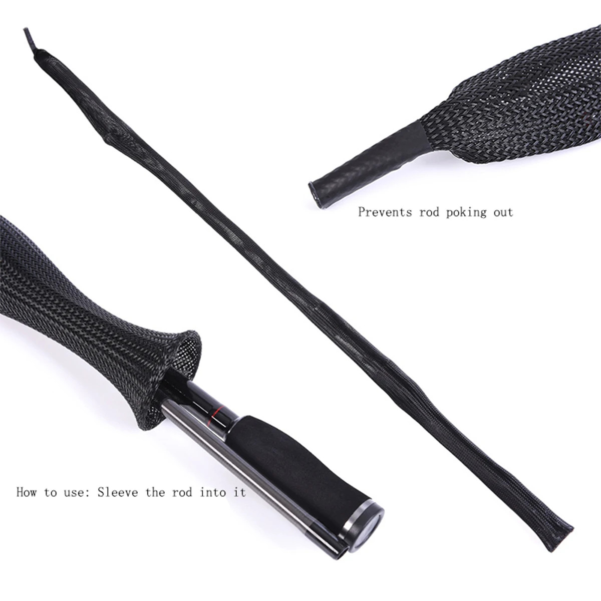 Fishing Rod Sock Braided Net Protector Cover Spinning Casting Ice Rods