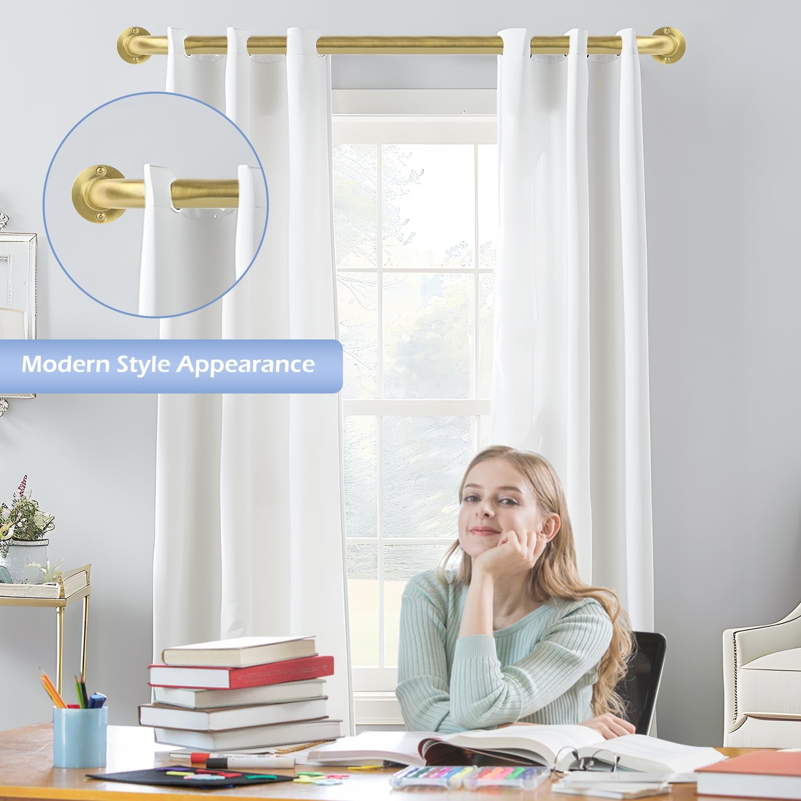 TANGWIN Gold Wrap Around Curtain Rods 28 to 48 Inch:Blackout Heavy duty Adjusta