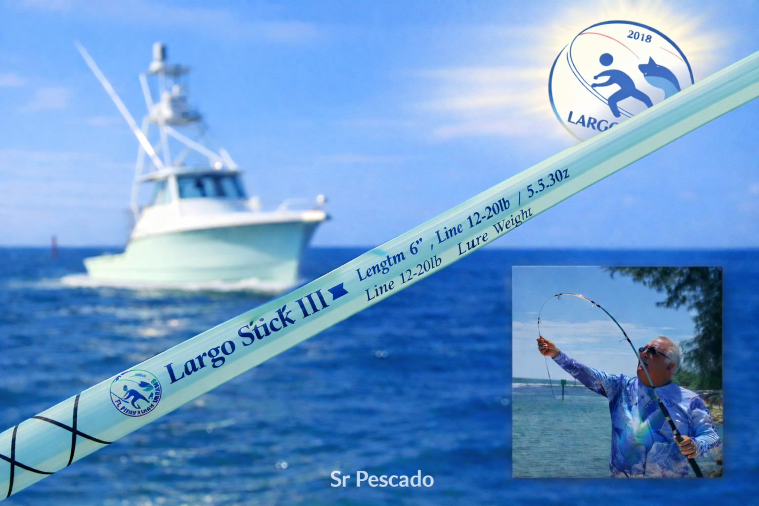 Spinning Rod LARGO STICK III, M, 6ft, 1 Section, 6 Guides+1, Hook Holder