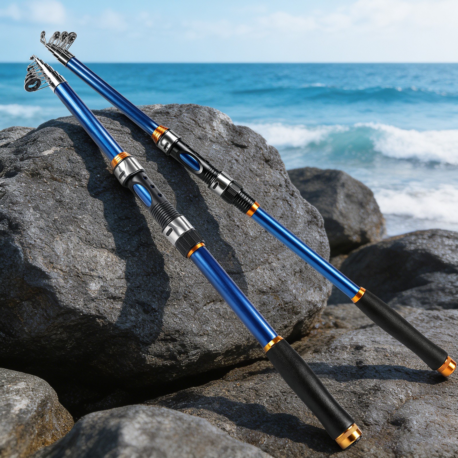 Pro Carbon Fiber Fishing Rod Travel Ultra Light Spinning Fishing Pole 2.1m 3.6m