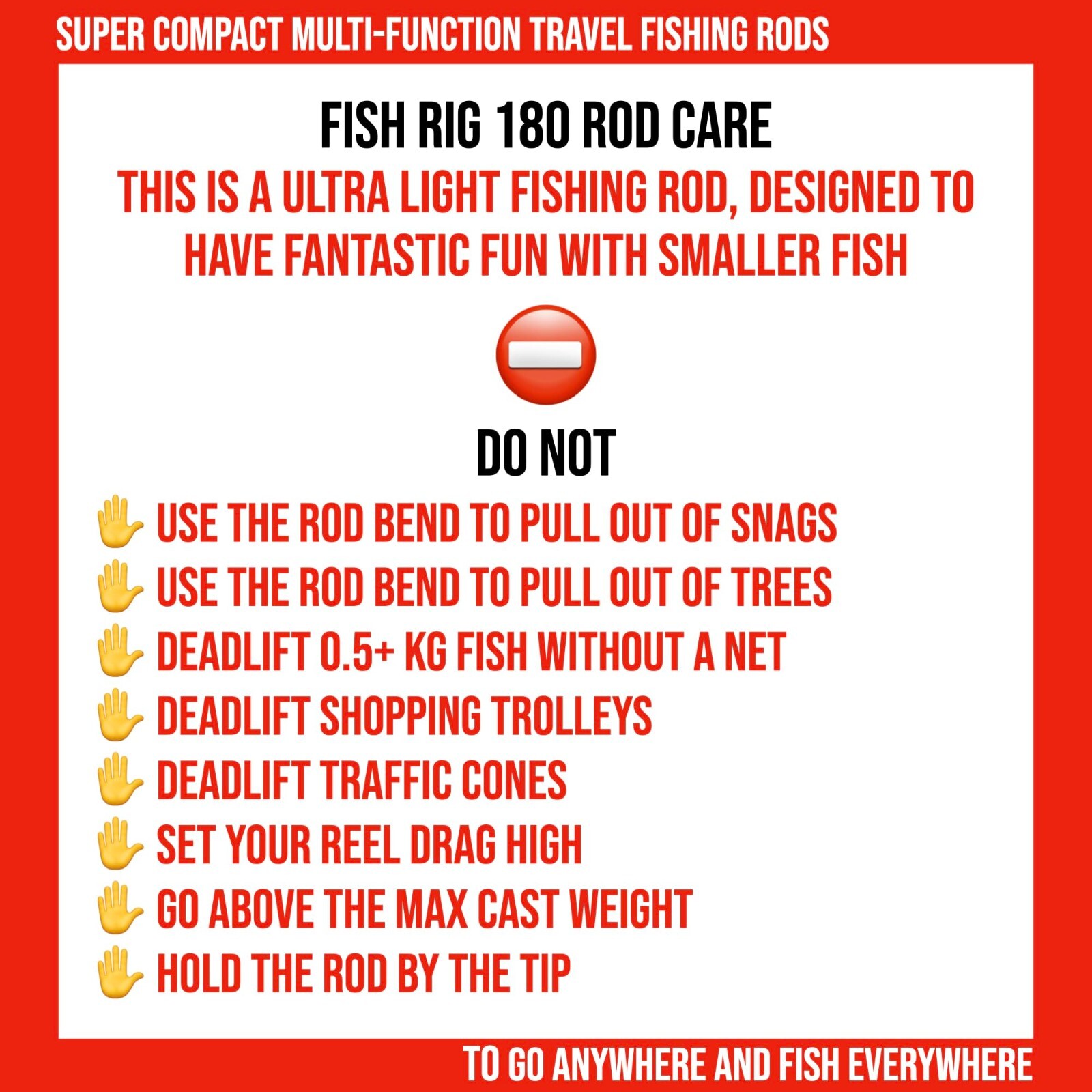 Fish Rig 180 Compact lightweight strong telescopic 180cm Spin Travel fishing rod