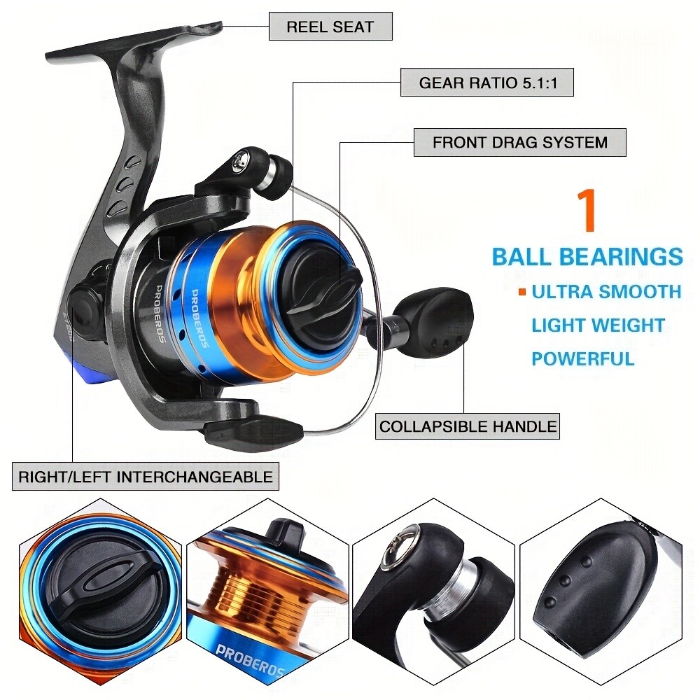 Lightweight Glass Steel Spinning Rod & Reel Combo Fishing Kit