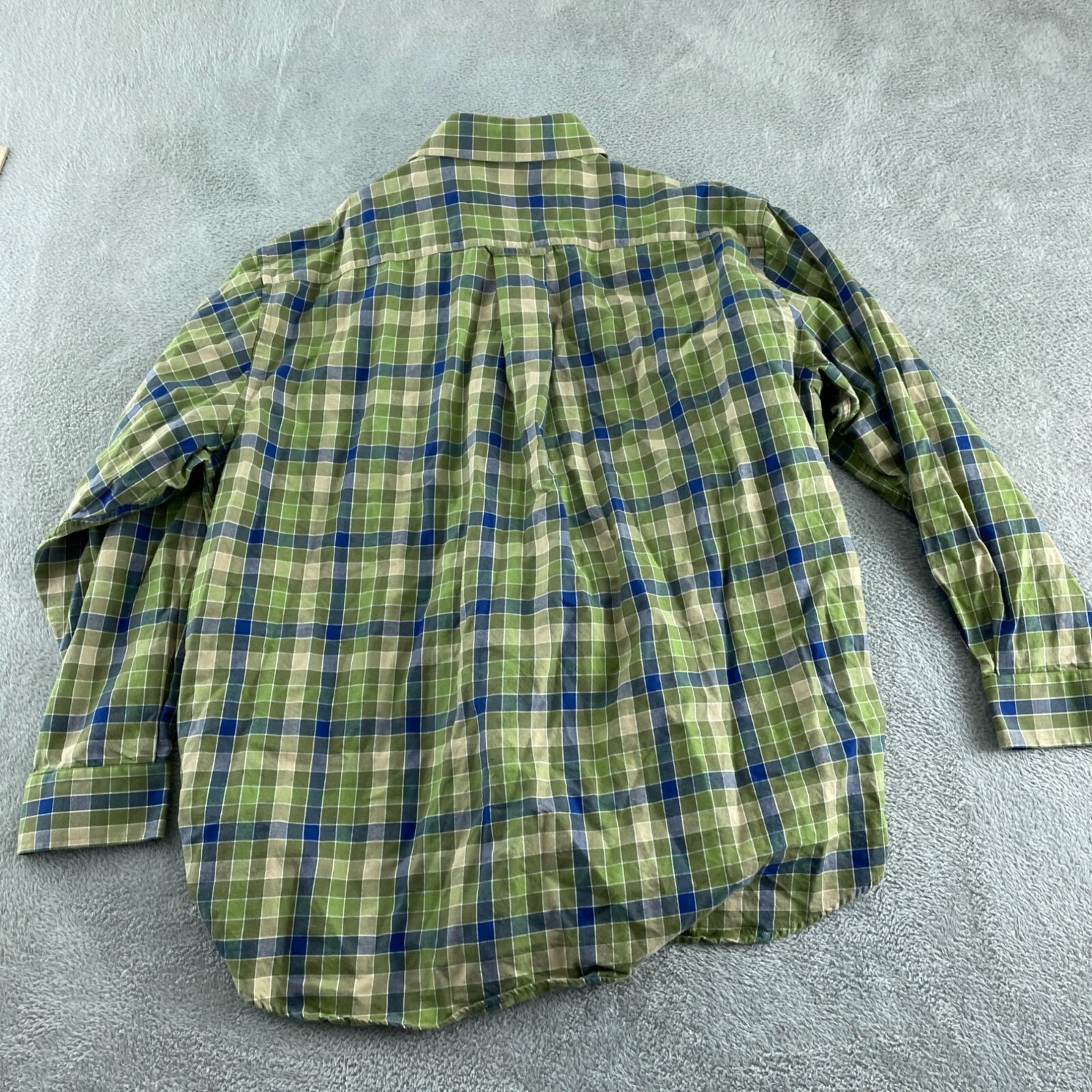 Orvis Mens XL Green & Blue Plaid Button-Up Shirt 4324