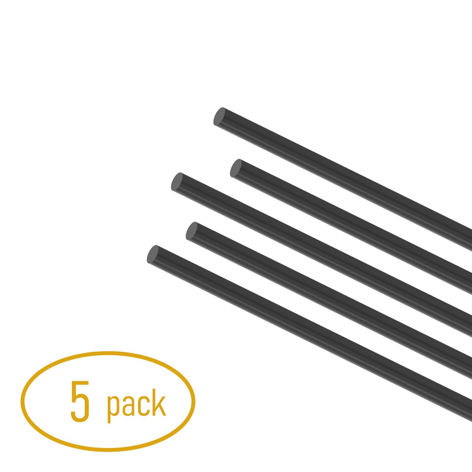 FOCMKEAS 5Pcs Carbon Fiber Rod, 3mm x 200mm Solid x 200mm-5PC, black