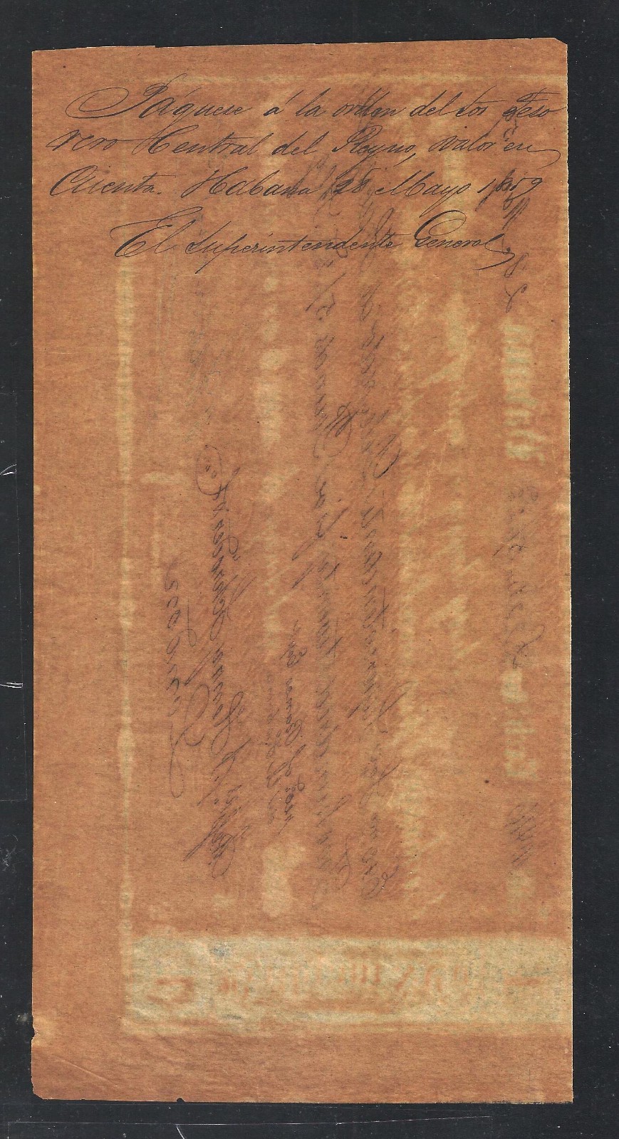 CARIBE – Balbiani & Co – Check exchange for 225, 5/2 Sterling Pounds 1859