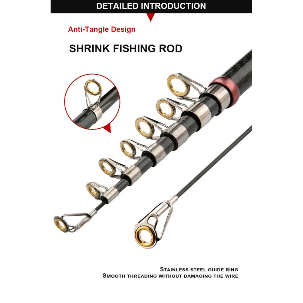 Sea Fishing Rod Carbon Fiber Shrink 180cm Black Pink with Reinforced Reel Seat