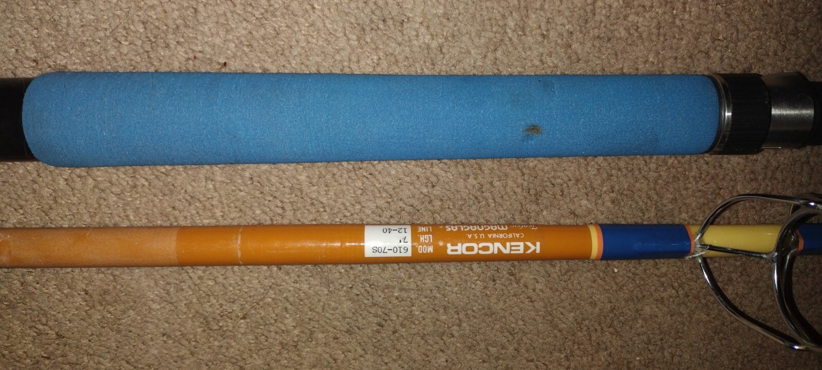 Kencor 610-70S 7’ Tenlew Magnaglas 12-40Lb Spinning Fishing Rod Made In USA RARE