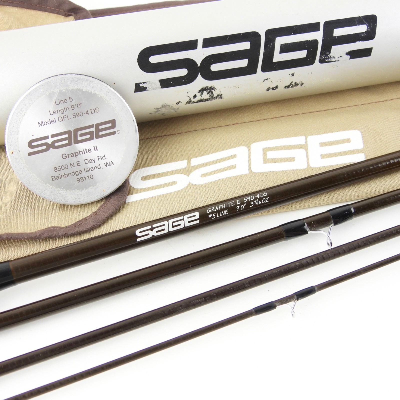 Sage Graphite II 590-4 DS Fly Fishing Rod. 9’. 5wt. W/ Tube & Sock.