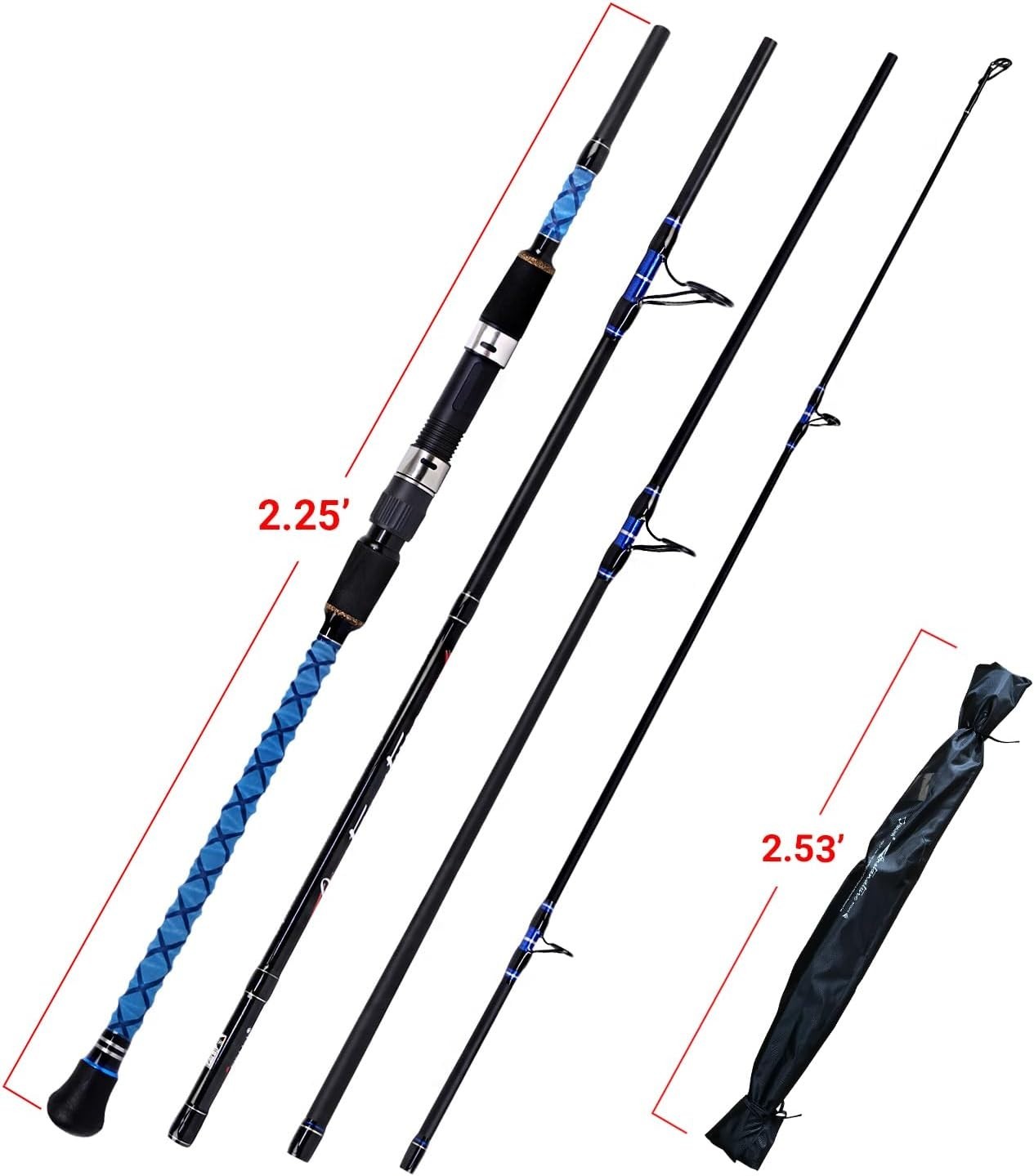 High-Performance 3-Piece Carbon Surf Spinning Rod – Fast Action, 9′-15′