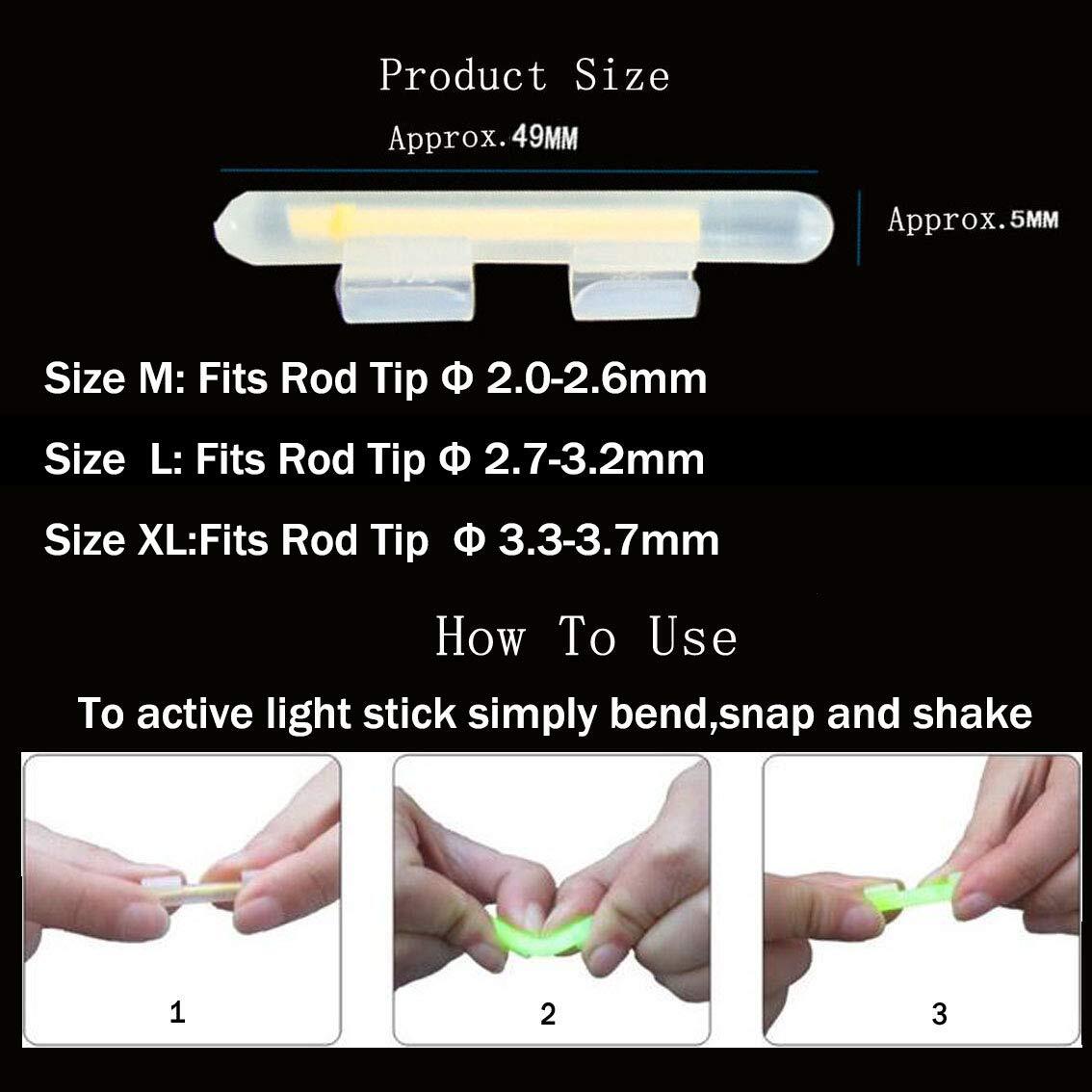 Clip On Fishing Glow Sticks For Pole 20 Pcs10 Packs M L XL Green Fluorescent …