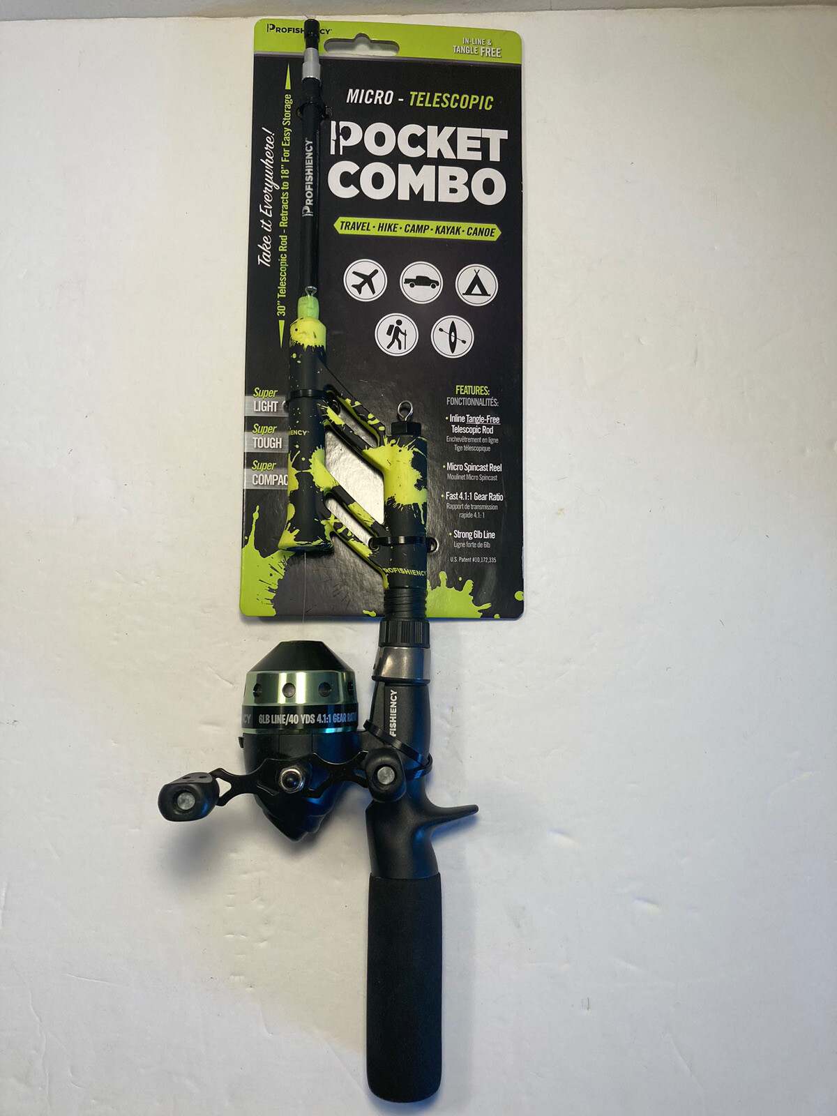 ProFISHiency SPLATGREEN Telescopic Rod & Reel Pocket Combo Fishing Pole New