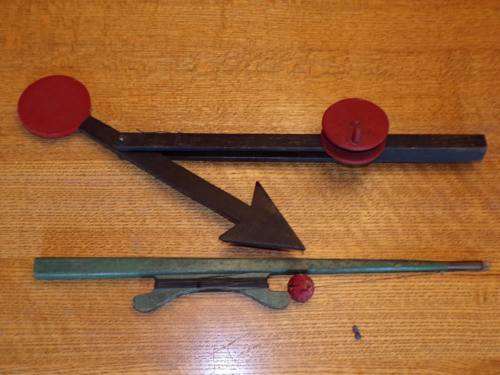Antique Primitive Wood Hand Carved Ice Fishing Tip Up Pole Rod Outdoor Decor