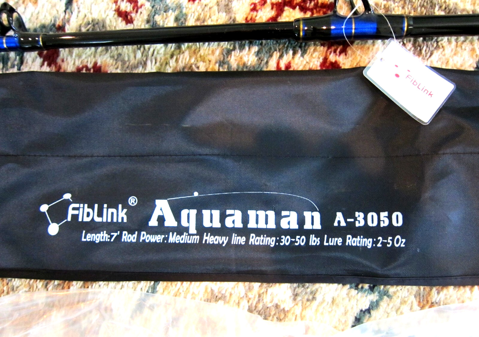 FibLink Aquaman A-3050 2-PC Stand-Up/Jigging Rod w/Case: 7′; 30-50lb – NEW!!!